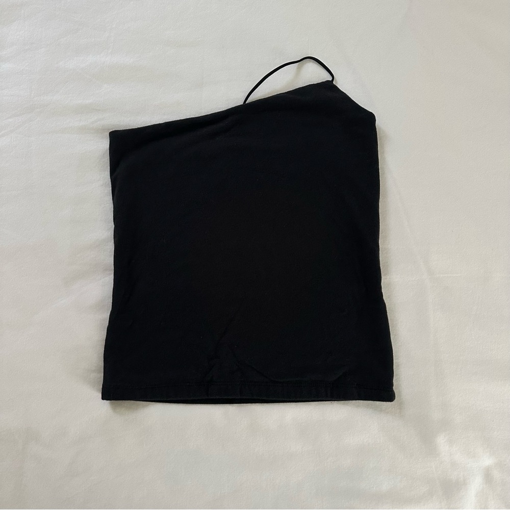 American Eagle Outfitters Black One-Shoulder Tank Top
